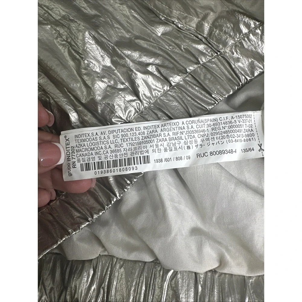 Zara Girls Metallic Hooded Quarter Zip Windbreaker Raincoat Anorak Jacket‎ SZ 9